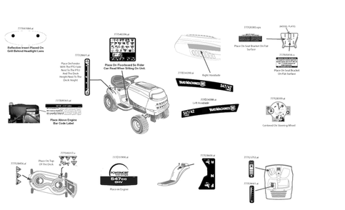 Label Map Diagram and Parts List for 547-42 (13B8775S345)(2021) Yard Machines Lawn Tractor